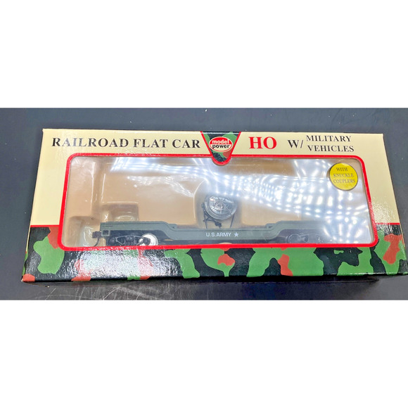 Model Power Military HO Railroad Flat Train Car Search Light w/knuckle couplers - Picture 2 of 14